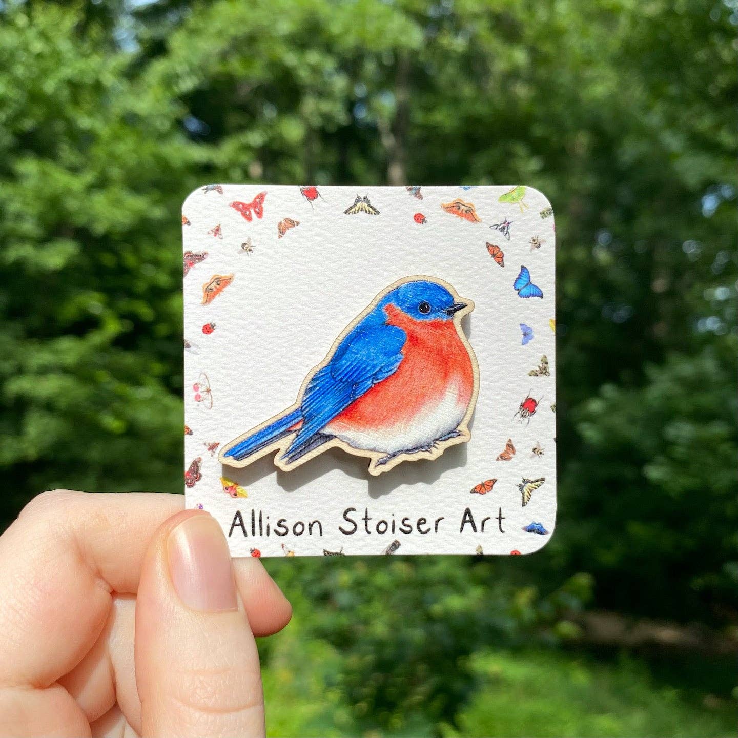 Eastern Bluebird Wooden Pin