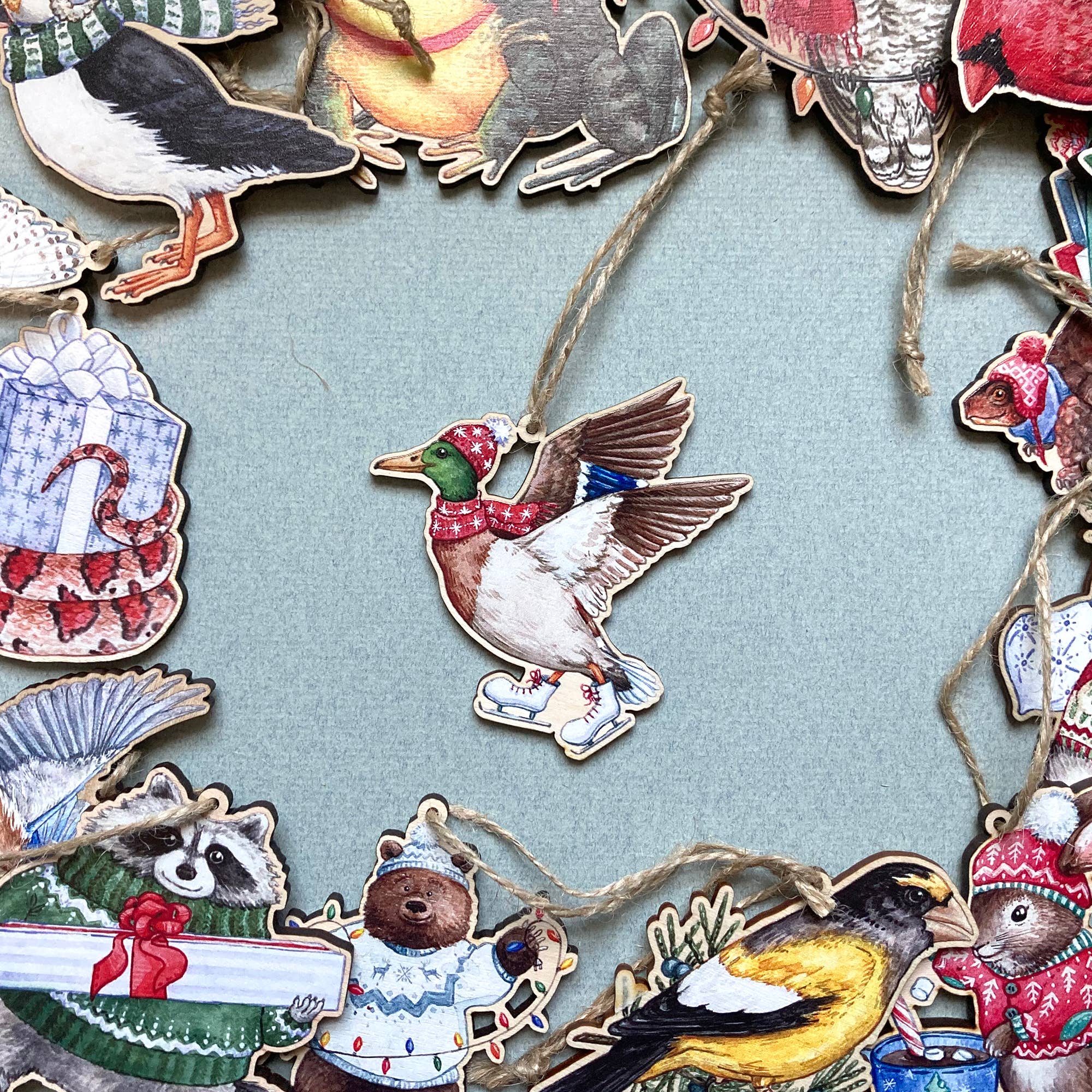 Festive Mallard Wooden Ornament