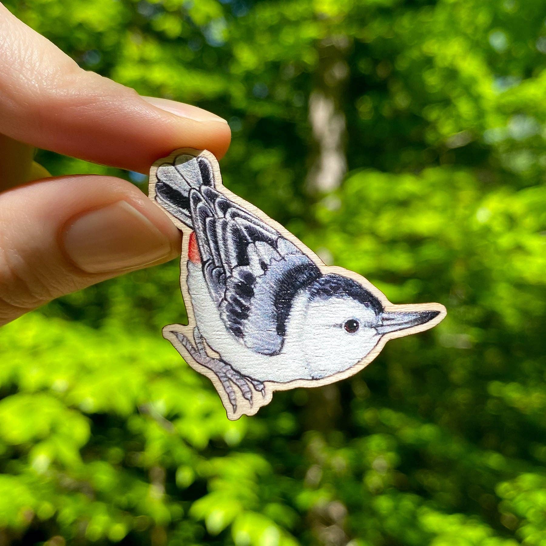 White-breasted Nuthatch Wooden Pin