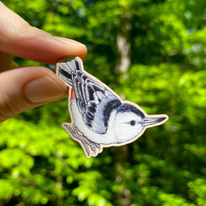 White-breasted Nuthatch Wooden Pin