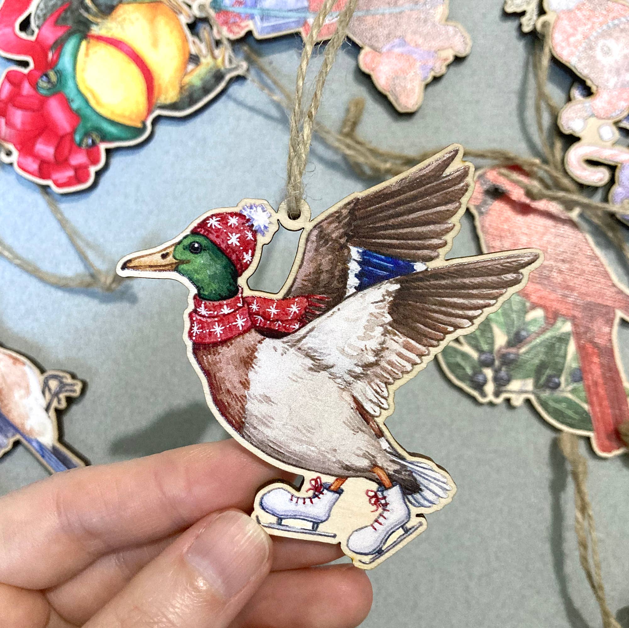 Festive Mallard Wooden Ornament