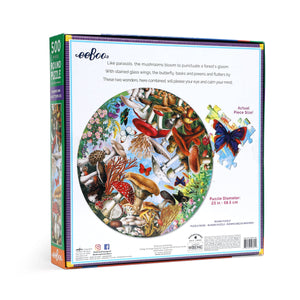 SALE- Mushrooms and Butterflies 500 Piece Round Puzzle