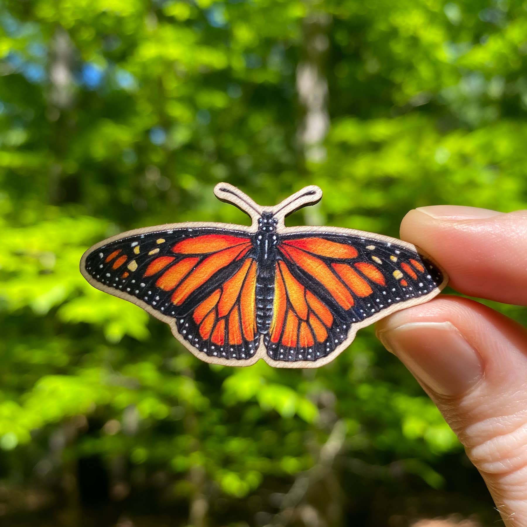 Monarch Butterfly Wooden Pin