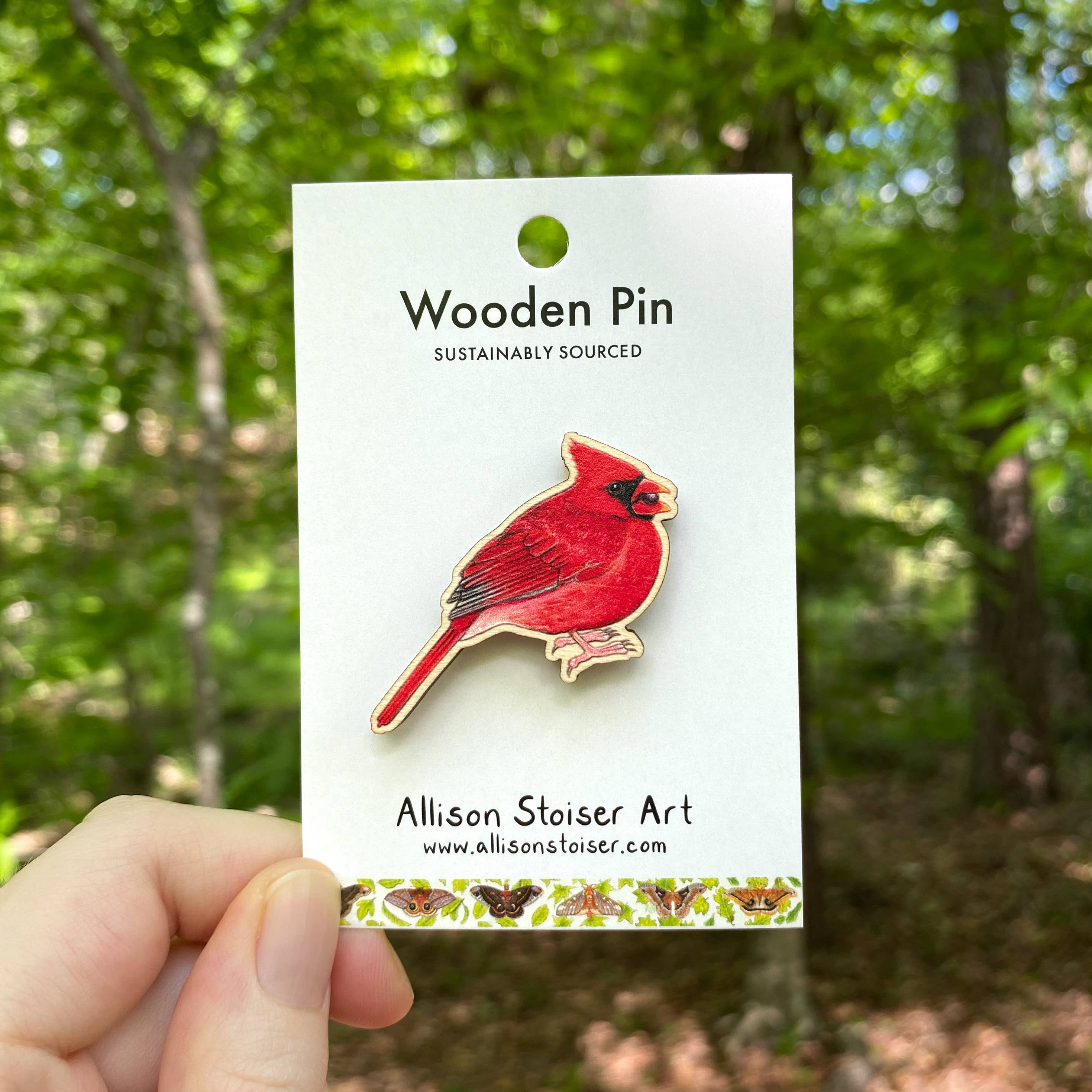 Northern Cardinal Wooden Pin