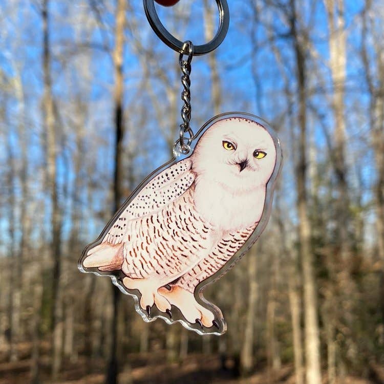 Snowy Owl Double-Sided Acrylic Keychain