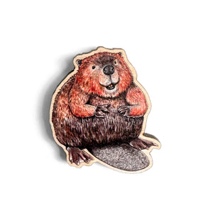 American Beaver Wooden Pin