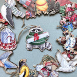 Load image into Gallery viewer, Festive Raccoon Wooden Ornament
