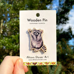 Load image into Gallery viewer, Raccoon Wooden Pin
