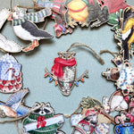 Load image into Gallery viewer, Festive Great Horned Owl Wooden Ornament
