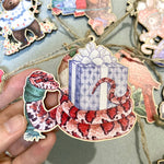 Load image into Gallery viewer, Festive Snake Wooden Ornament
