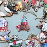 Load image into Gallery viewer, Festive Turtle Wooden Ornament
