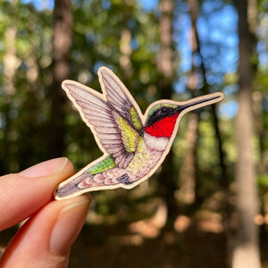 Ruby-Throated Hummingbird Wooden Pin