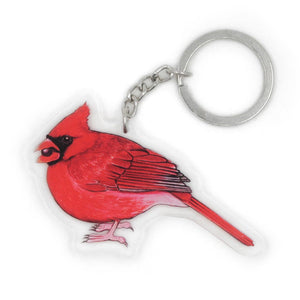 Northern Cardinal Bird Double-Sided Acrylic Keychain
