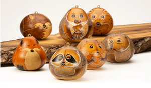 Handcrafted Forest Friends Gourd Ornament