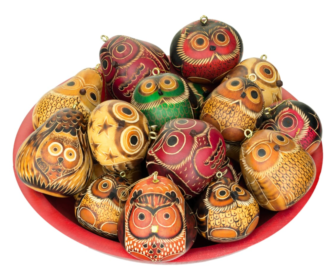 Handcrafted Owl Gourd Ornament